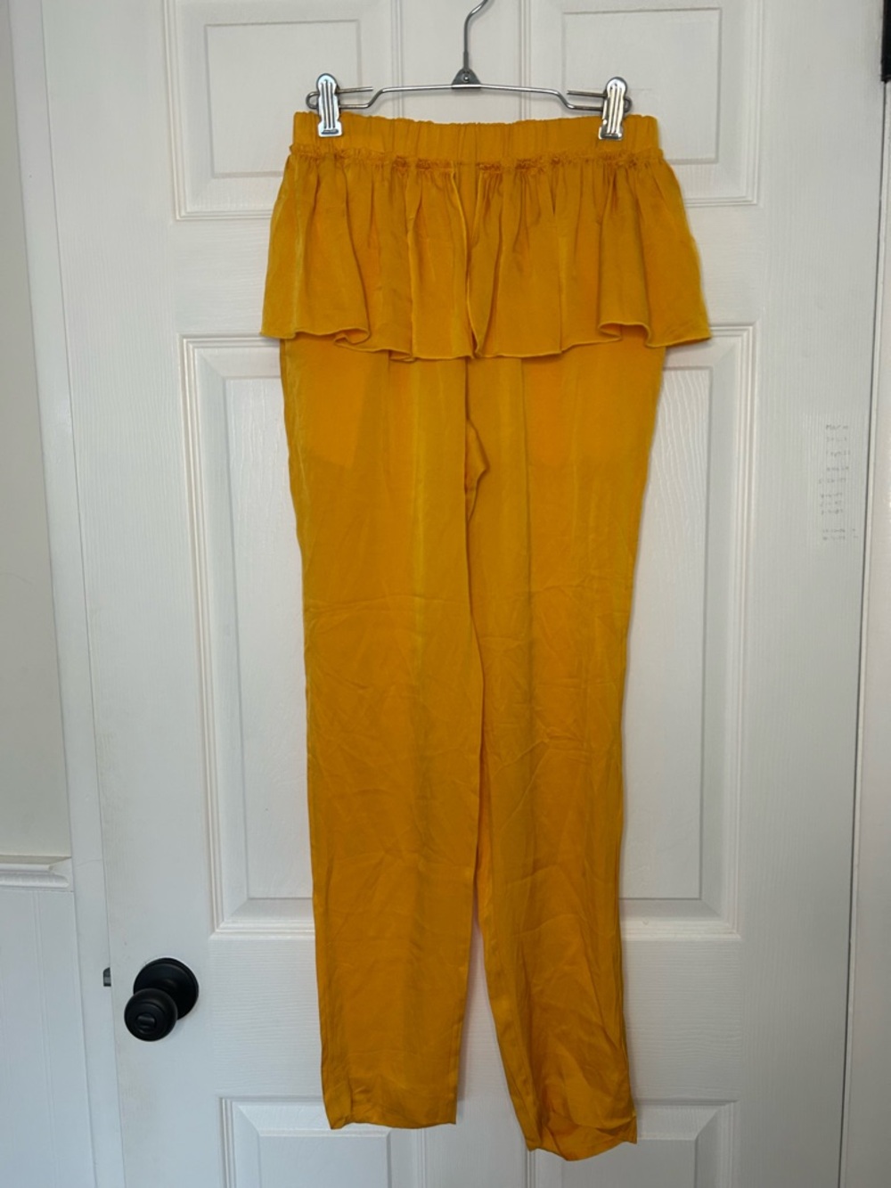 Creatures of Comfort Silk Blend Ruffle Waist Pants